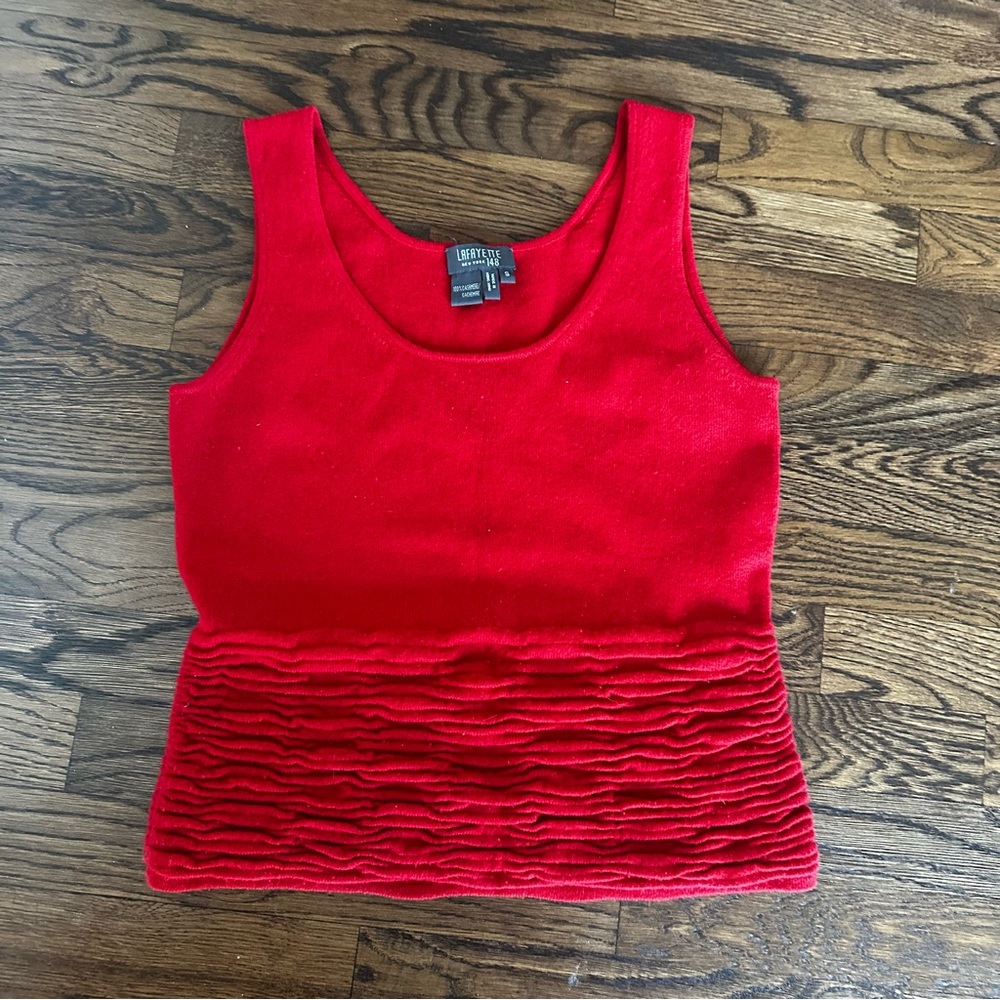 Lafayette 148 Red Cashmere Sleeveless Sweater